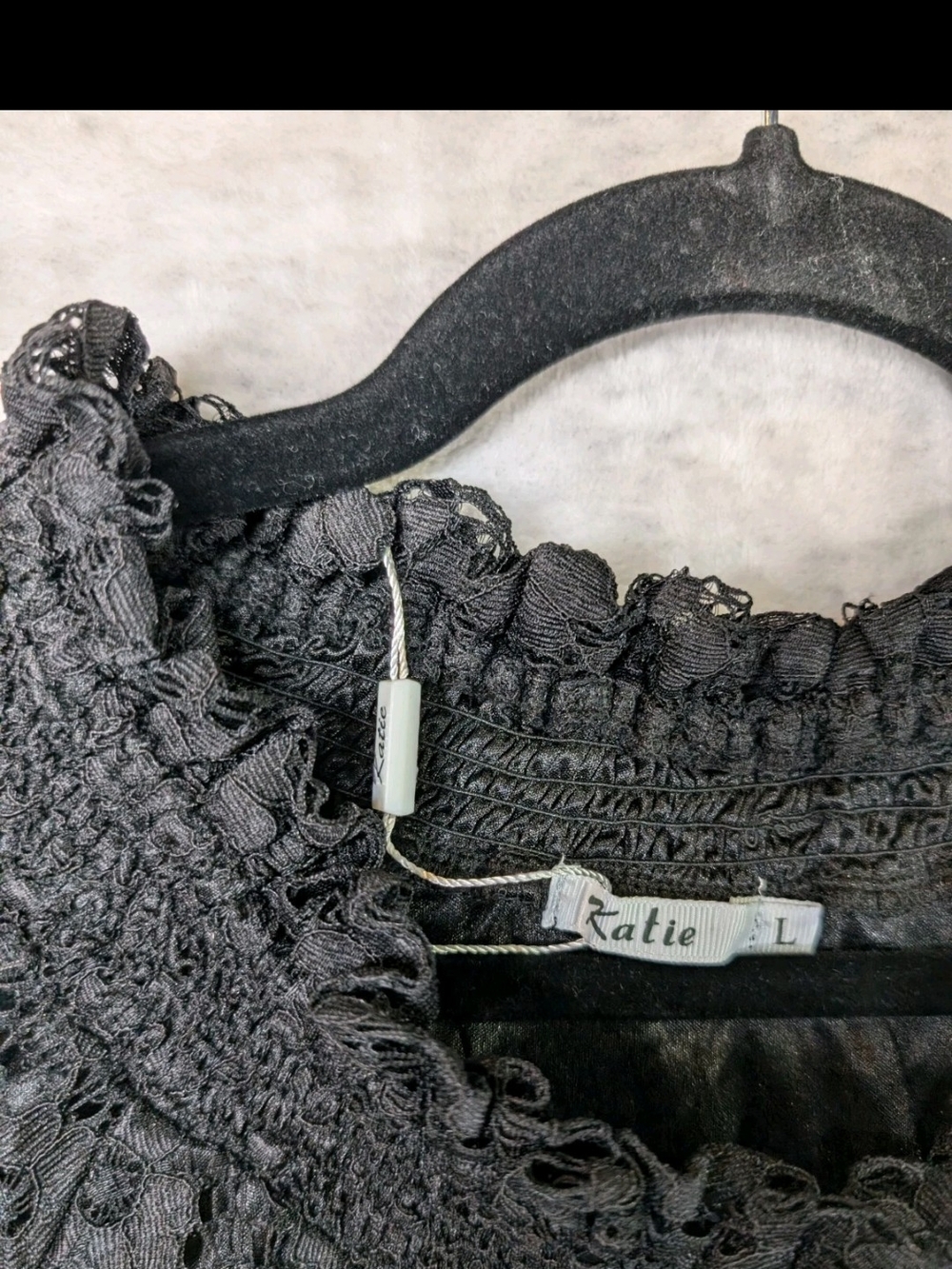 Black Lace Ruffled Mini Dress - Picture 7 of 7